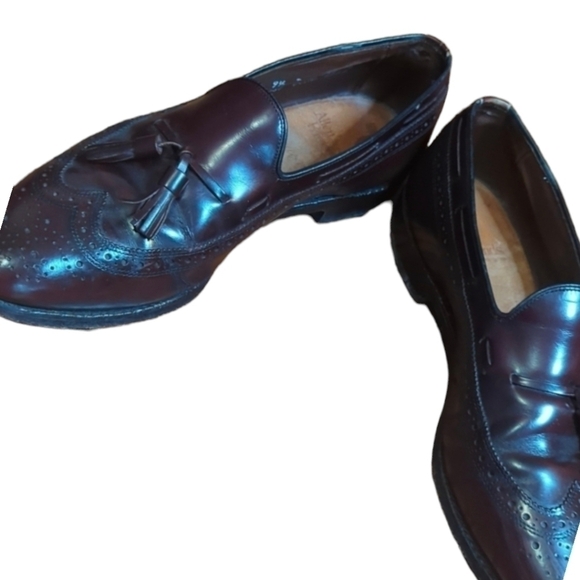 Allen Edmonds Manchester leather slip on tassel cordovan wing tip loafers Sz 9.5 - Picture 9 of 11